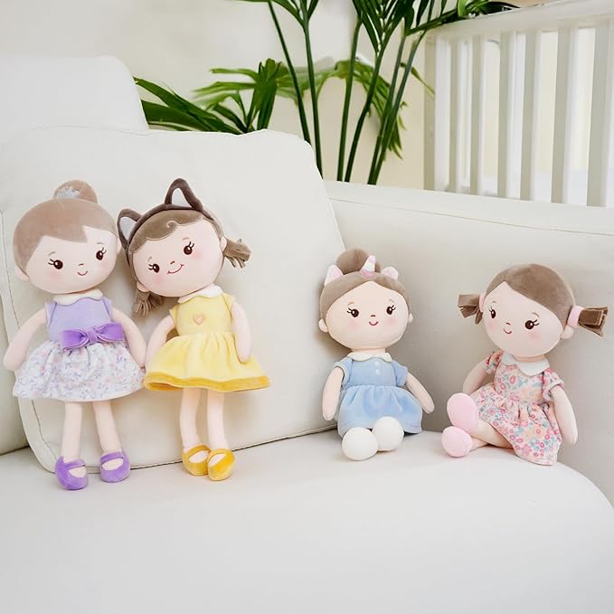 Soft Plush Baby Doll for Girls (12") - My First Baby Doll Gift for Girls, Toddlers & Infants, Machine Washable Rag Doll Toy - Purple Skirt Girl