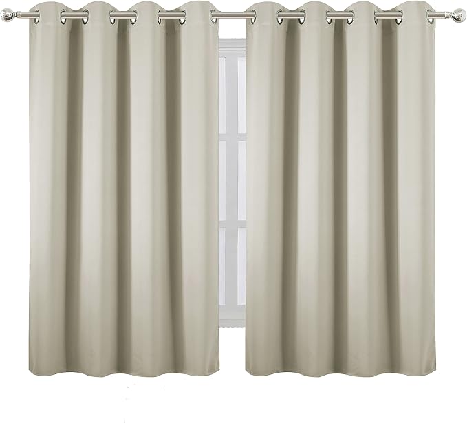 LEMOMO Light Beige Thermal Blackout Curtains/52 x 54 Inch/Set of 2 Panels Room Darkening Curtains for Bedroom