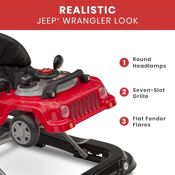 Jeep Classic Wrangler 3-in-1 Grow with Me Walker by Delta Children, Red