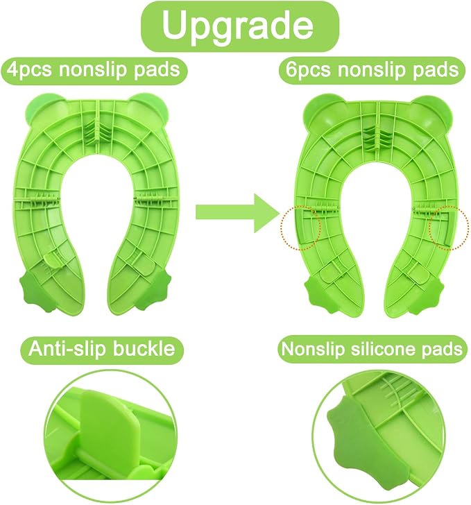 PandaEar Toilet Seat Cover | Folding Travel Toilet Seat for Children and Potty Training | Portable Silicone Toilet Seat for Toddlers, Boys & Girls with Non-Slip Silicone Pads