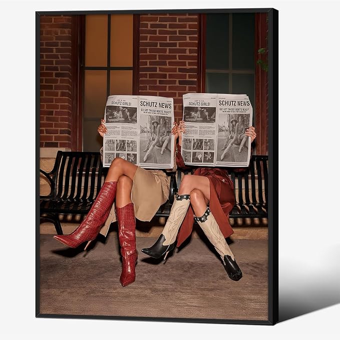 Brown Luxury Old Money Style Woman Wall Art Trendy Newspaper Poster 08x10 inch Black Framed Vintage Aesthetic Canvas Prints for Bedroom Bar Apartment Wall Decor