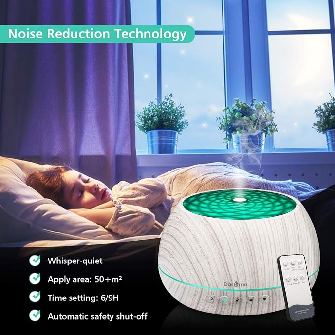 DAROMA 1000ML Essential Oil Diffuser with Bluetooth Speaker & Remote, 2026 Upgrade Aromatherapy Diffuser,Aroma Diffuse with Music Player Function,Humidifier,LED Light in 7 Colors,Home Office Bedroom