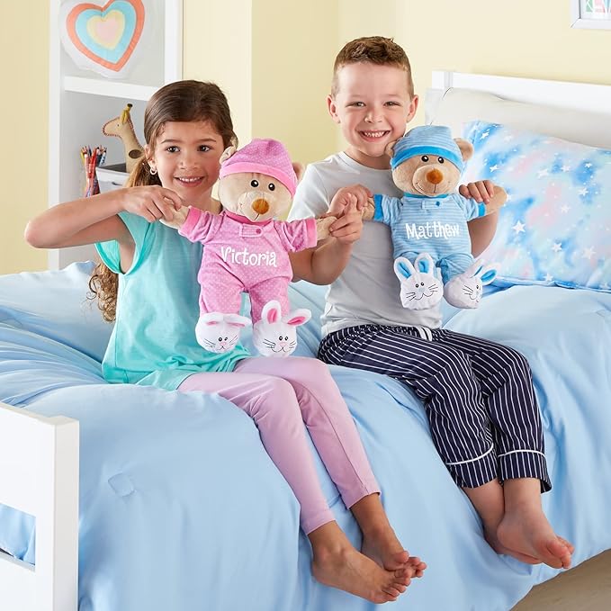 Let's Make Memories Personalized Pajama Bear - Stuffed Animal - Teddy Bear - Newborn - Baby - Kids - Blue