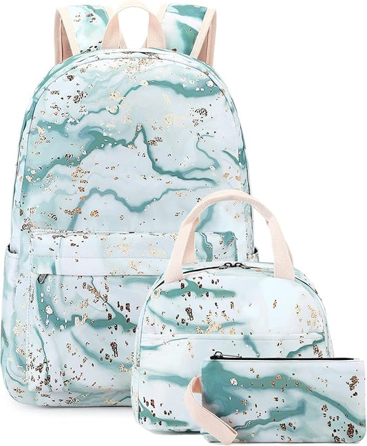 Bluboon Teen Girls School Backpack Kids Bookbag Set with Lunch Box Pencil Case Travel Laptop Backpack Casual Daypacks (Gray)