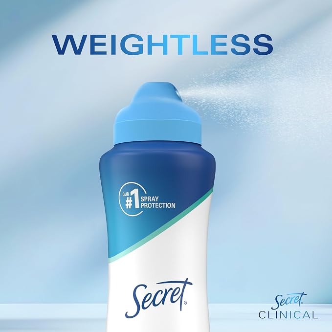Secret Clinical Strength Dry Spray Antiperspirant Deodorant for Women, 3X Stress Protection, 72hr Sweat & Odor Protection, PH Balancing Minerals, Light & Fresh Scent, 3.8 oz