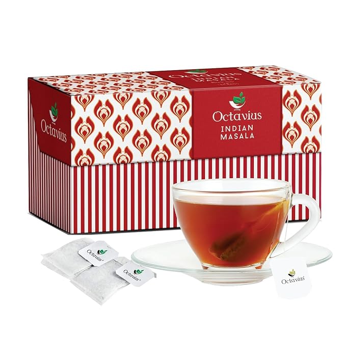 Octavius Indian Masala Black Tea Bags | Strong Indian CTC Tea for Milk | Rich & Malty Flavor | Premium Black Tea for Morning Energy | English Breakfast Style Tea | 30 Tea Bags Pack