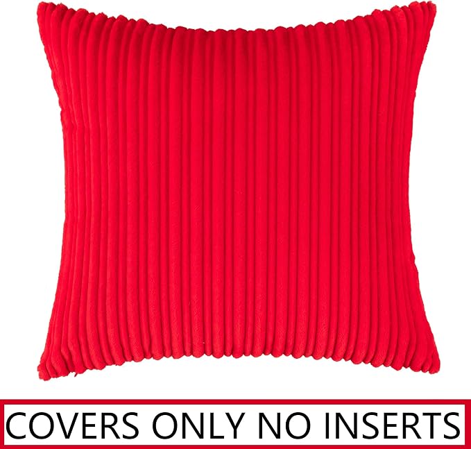 UGASA Valentines Striped Soft Solid Decorative Square Throw Pillow Covers Set Cushion Cases Pillowcases for Sofa Bedroom, 1 Pc, 18x18inch,Red
