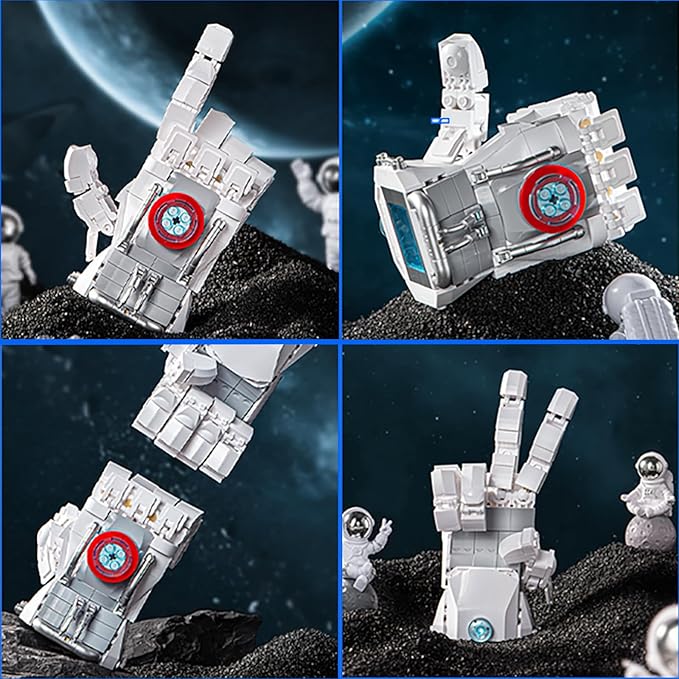 2 Space Building Kit Astronaut Man & Gauntlet Set, Cool Flexible Spaceman-Explorer Space Glove Building Toy, Creative Space-Themed Gift for Teen 14+, Adult