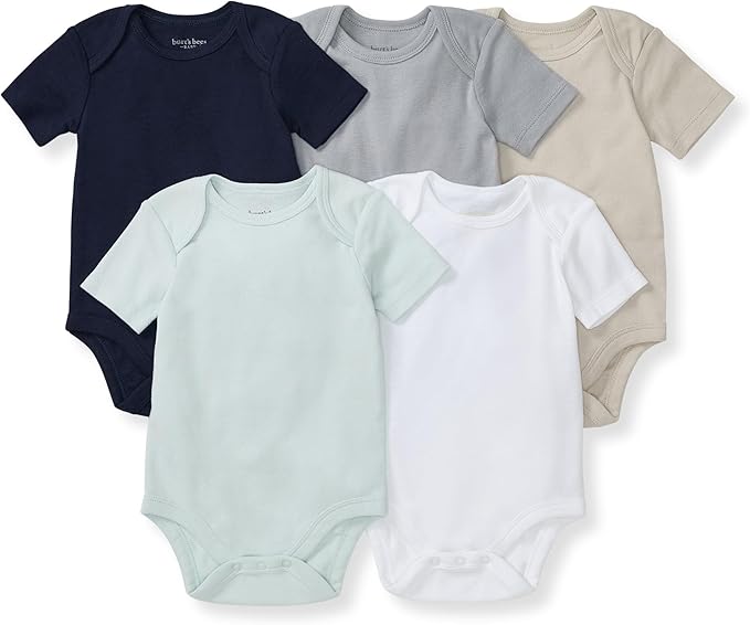 Burt's Bees Baby Bodysuits, Short Sleeve and Long Sleeve One-Pieces, 100% Organic Cotton