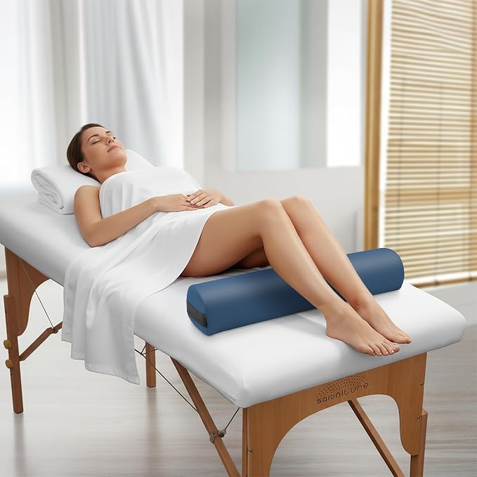 Saloniture 3/4 Round Massage Table Bolster Under-Knee Pillow Pad - 26 x 6 x 4-1/2 Inch - Blue