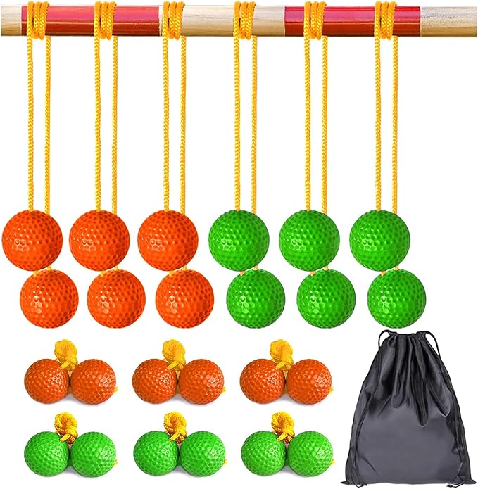 Ladder Ball Ladder Toss Balls Set Replacement Balls for Toss Match, Set of 6 with Storage Bag (Green & Orange)