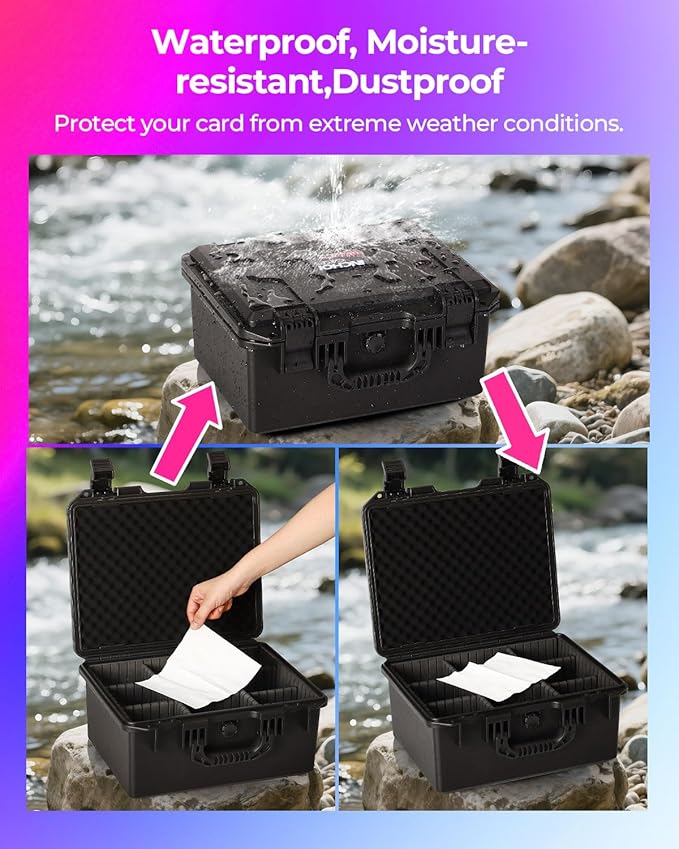 Sports Card Case, Trading Graded Card Storage Box with 9 Dividers for PSA MTG TCG Zion BCW Card Sleeve, Waterproof Protective Sports Cards Organizer Carrying Case for Magnetic Cards / Top Loaders