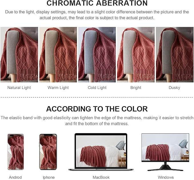 BOURINA Burgundy Throw Blanket 50x60 Inch Knitted Soft Throw Sofa Blanket | Knitted Throw Blanket 50x60 Inches, Soft Lightweight Boho Weave Throw Decorative Couch Blanket for Living Room Bedroom Chair