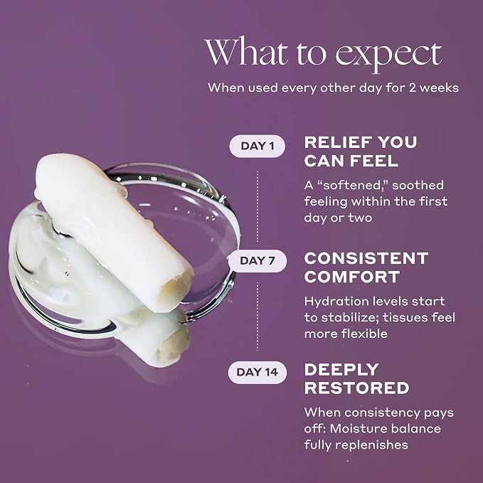 Womaness Melt for You Vaginal Moisturizing Suppositories for Dryness Relief, Hormone-Free Hyaluronic Acid Vaginal Inserts, Applicator-Free Melting Formula, 7 Count