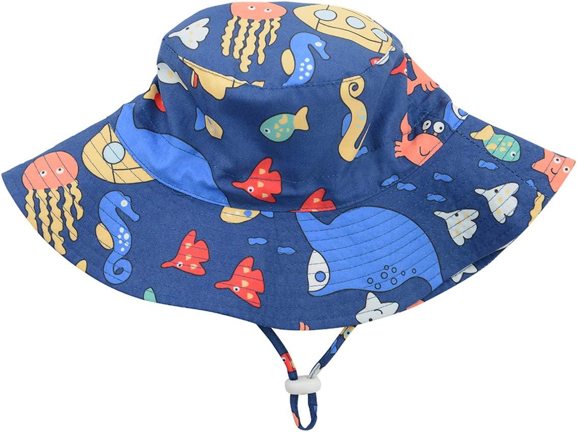 Baby Sun Hat UPF 50+ Sun Protective Toddler Bucket Hat Summer Kids Beach Hats Wide Brim Outdoor Play Hat for Boys Girls