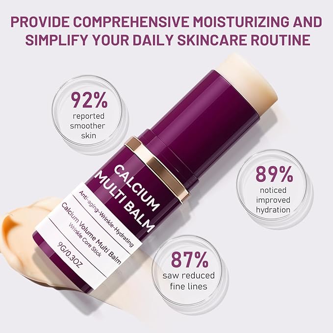 Calcium Volume Multi Balm (2pcs) - Anti-Wrinkle Stick with Collagen, Korean Formula, Moisturizes & Firms Skin, Reduces Fine Lines for Eye, Neck and Face Care