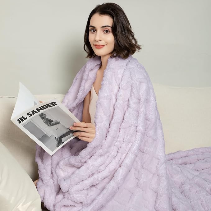 Aganear Fleece Throw Blanket for Couch Sofa 50"x60" Purple | Lightweight Fuzzy Throw,Warm Gift for Women,Christmas,Housewarming,Soft,Boho Design for Room Home Decor,All-Season Use