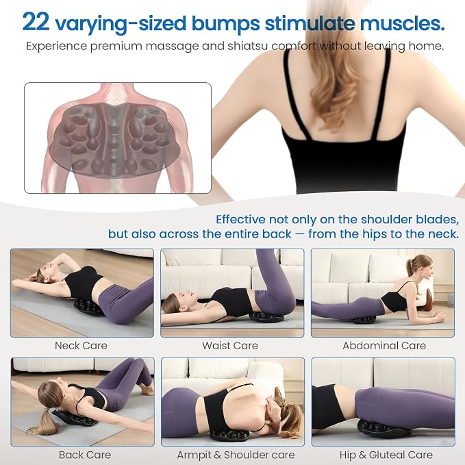 Shoulder Blade & Trapezius Trigger Point Massager, Back Stretcher | 22 Pressure Nodes, Deep Muscle Massage，Firm High-Density Foam, Ergonomic Arch, Body-Weight Massage,Daily Relaxation