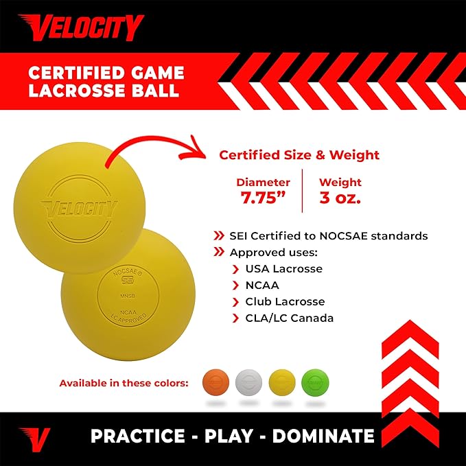 Velocity Lacrosse Balls - 60 and 120 Packs - for Practice, Official NFHS and College Approved Size