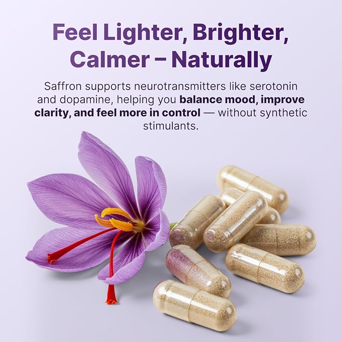 Saffron Supplements - 100% Pure Saffron Extract Capsules - Boost Energy & Mood, Support Eye & Heart Health, Focus, Vision - Pure Saffron Extract 88.5 mg - Made in USA for Women & Men - 90 Capsules
