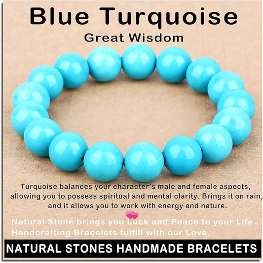 AD Beads Handmade Gemstone Stretch Elastic Bracelet Crystal Healing Reiki Nature's Beauty and Spiritual Essence Unisex