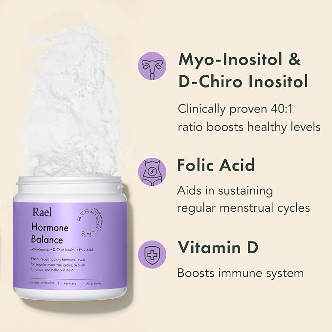 Rael Bundle - Organic Cotton Cover Panty Liners (Regular, 44 Count) & Hormone Balance Supplement for Women, Fertility & Ovarian Support (30 Day Supply)