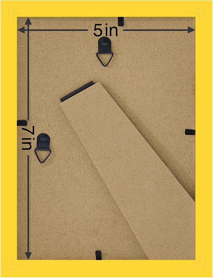 Vittanly 5x7 Picture Frames Set of 9 for Wall or Tabletop Display, Yellow | Display Pictures 4x6 with Mat or 5x7 without Mat, Small Photo Frames, Engineered Wood with Shatter Resistant Plexiglass
