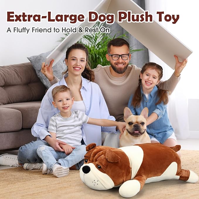 39.4'' Huggable Dog Plush, Cute Stuffed Animal, Soft Adorable Cuddle Companion for Kids Adults Boys and Girls, Plush Pillow Gift for Birthdays & Holidays