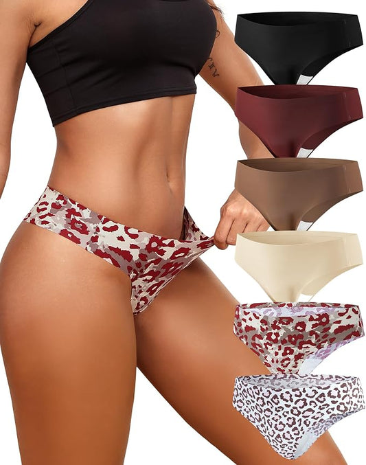 LEVAO Seamless Thongs for Women Invisible Toe Thong No Show Camel Proof Underwear Thong Panty Liners Workout G-Strings