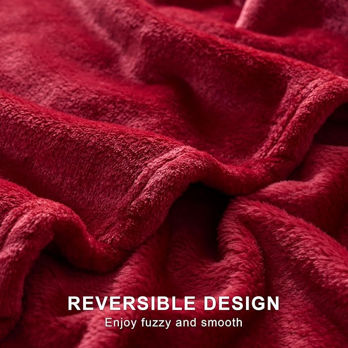 Hansleep King Red Fleece Blanket, Soft Flannel Bed Blanket | Fuzzy Cozy Blanket 90x108 Inches, Multi-use for Bed, Sofa, Couch, Travel, Camping, All Season Warm Lightweight Cover