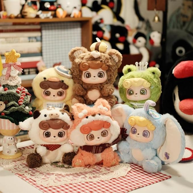 Q.Kid Animal Preschool Plush Series Blind Box 1PC (1 of 7 Possible Styles) Cute Figures Collectible Toys Birthday Gifts (1Pc-Blind Box)