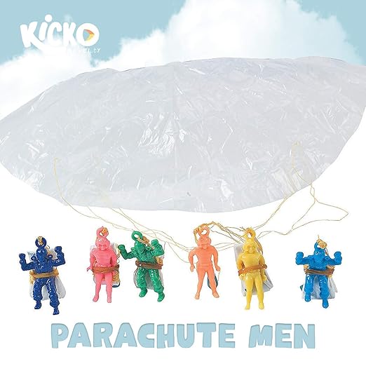 Kicko Mini Vinyl Paratroopers - 48 Pack Parachute Men - Assorted Colors Cool Airborne Army Guy Action Figures - for Kids, Boys, Girls, Party Favors, Bag Stuffers, Toys Prizes - 1.75 Inch