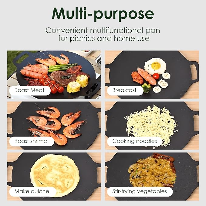 Korean Grill Pan,Round Premium BBQ Grill Pan,Non-stick Griddle Plate for Gas Stove Indoor Outdoor Camping Party(25cm)