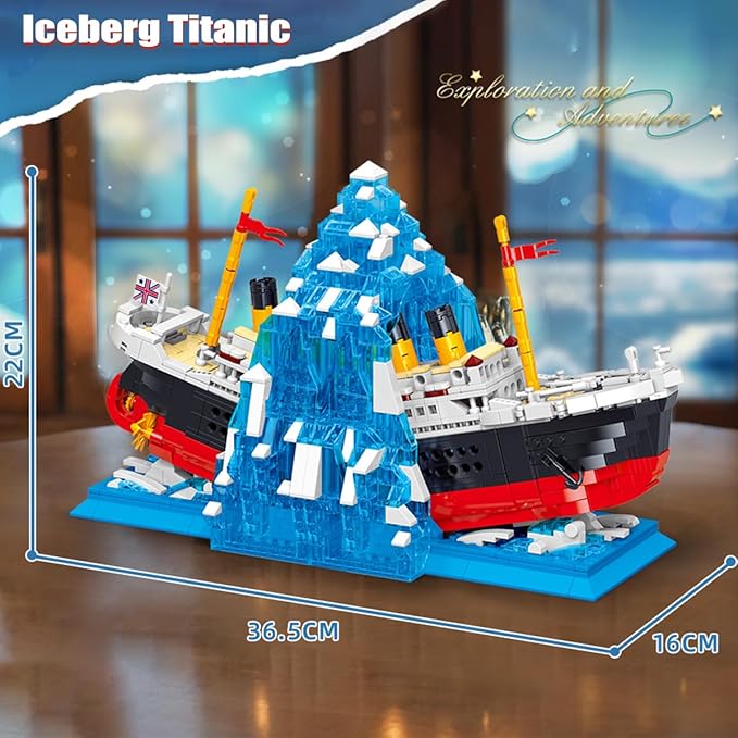 Iceberg Titanic Building Blocks Sets，Creative Bookshelf Toy Building Set，Ideal Gift for Reading Enthusiasts（1202PCS）-Toys Gifts for Adult