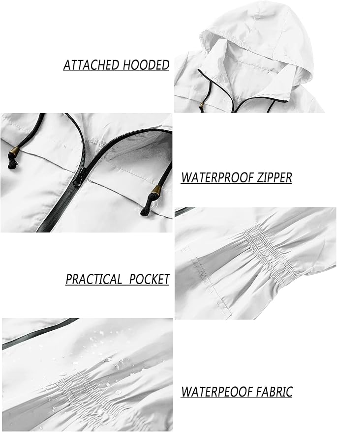 Lomon Women Waterproof Lightweight Rain Jacket Active Outdoor Hooded Raincoat