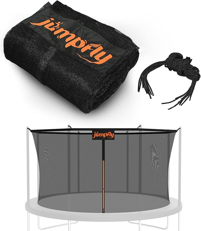 jumpfly 10/12/14FT Trampoline Net(Net Only),Trampoline Replacement Safety Enclosure,Fit for 8/6 Poles Round Frame Trampoline,Breathable&Weather-Resistant Trampoline Accessories with Adjustable Straps
