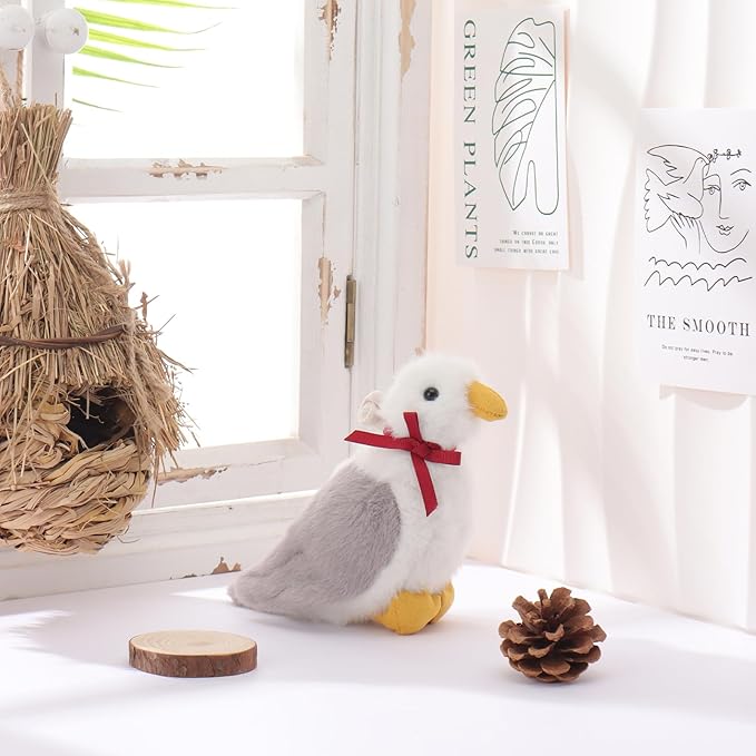 Apricot Lamb Messenger Seagull Plush Stuffed Animals for Kids, Soft Cute Plush Toys for Baby Girl and Boy, Fluffy Messenger Seagull Grey