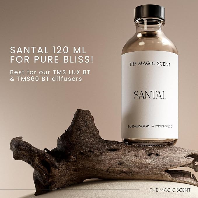 The Magic Scent Santal Fragrance Oil - Diffuser Oil Scent - Cold-Air & Ultrasonic Santal Diffuser Oil - Santal Essential Oil Aroma Diffuser Oils Scents for Home - Sandalwood Oil - 2.4 fl oz, 70 mL