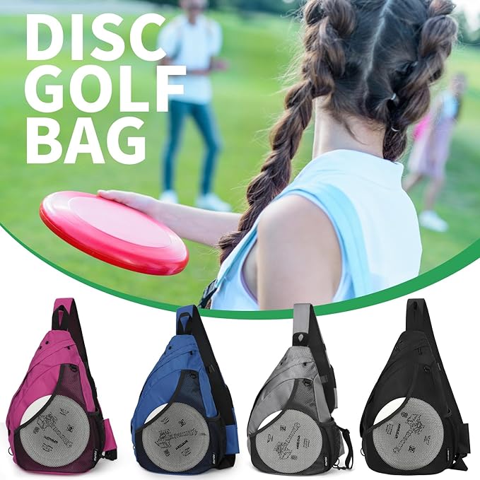 MOYAQI Disc Golf Bag with Retriever Holder and Storage Pockets, Disc Golf Backpack with 8-10 Disc Capacity, Padded Adjustable Strap and Back Panel, Lightweight and Durable