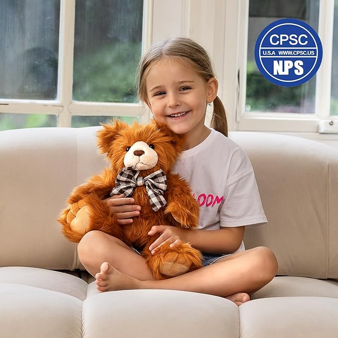 MorisMos Teddy Bear Stuffed Animal,14'' Brown Stuffed Bear Plush Toy Gift for Kid Girl Boy Toddler Teen Adult, Cuddly Teddy Animal Toy Decor for Baby Shower Birthday Valentine’s Day Party Favors
