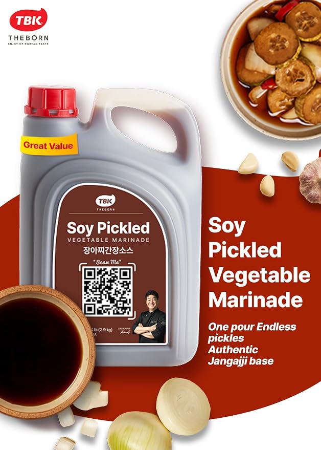 TBK THEBORN Soy Pickled Vegetable Marinade, Quick Pickling Sauce 2.9kg | Quick-pickling marinade with a savory soy flavor for onions, cucumbers, radish, peppers and other fresh vegetables