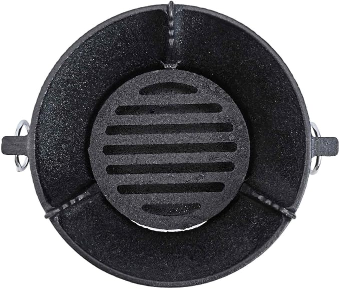 Cast Iron Charcoal Stove, Thick Base for Even Heat, Portable Korean BBQ Grill for Camping and Outdoor Picnics(19.5cm)