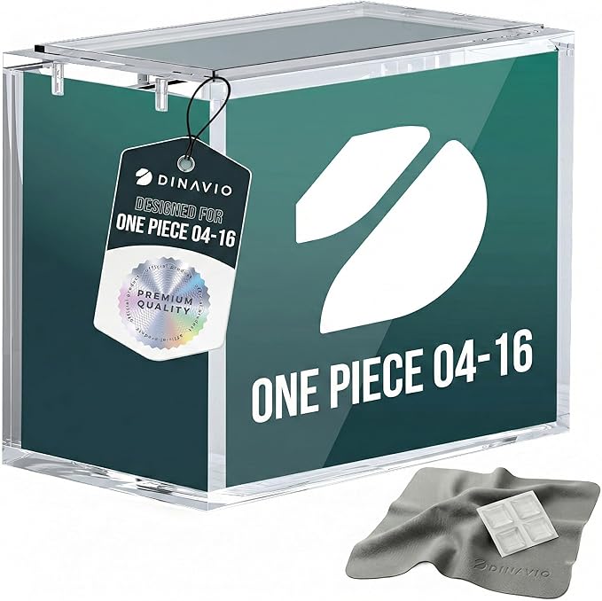 Dinavio Crafthouse One Piece Booster Box Acrylic Display Case Stackable - UV Protection with N52 Strong Magnets - Clear TCG Protector - Compatible with English One Piece OP-04 to OP-16 Booster Box