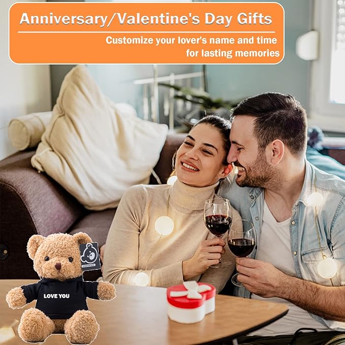 Personalized Teddy Bear with Text+Photo, Valentines Bear Stuffed Animal Plush Toys as Personalized Gifts for Women Men on Valentines' Day Birthday Anniversary Christmas Day（16 inch-Text+Photo