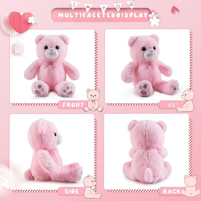 Pink Teddy Bear Stuffed Animal with Heart Plush Toys for Girlfriend, Cute Stuffed Animals, Teddy Bears, 9 Inch Animal Plushies, Valentine's Day