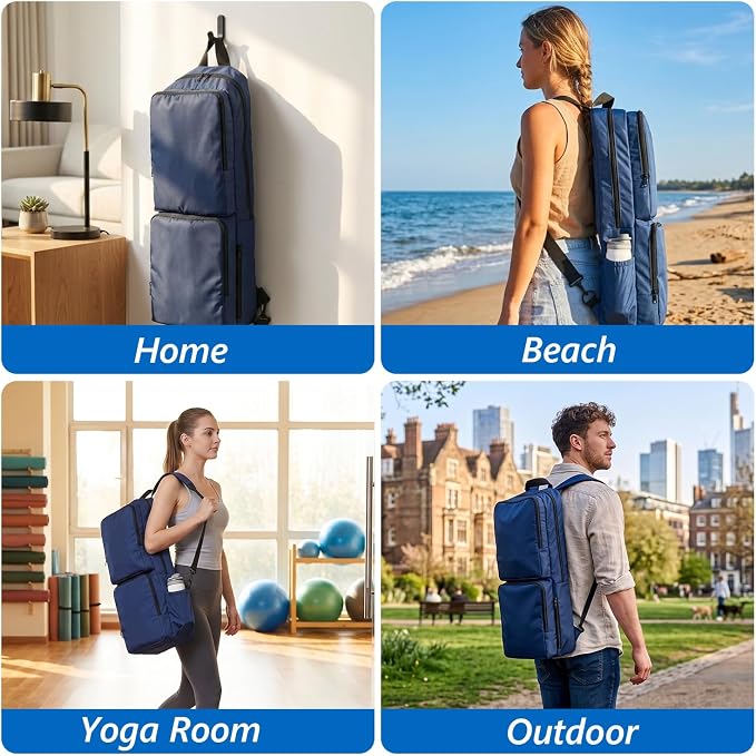 VISEMAN Yoga Mat Bag Carrier Waterproof Yoga Backpack with Multi Pockets, Lightweight Adjustable Yoga Bag for Mat, Yoga Blocks, Yoga Accessories