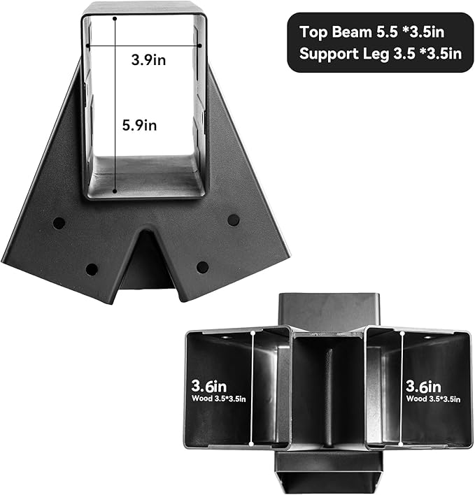 ABUSA Heavy Duty Swing Sets Brackets Including 2 Black A-Frame Swing Set Brackets and 4 Black Swing Hangers for Playground Equipment Mounting Parts Hardware Included (Black)