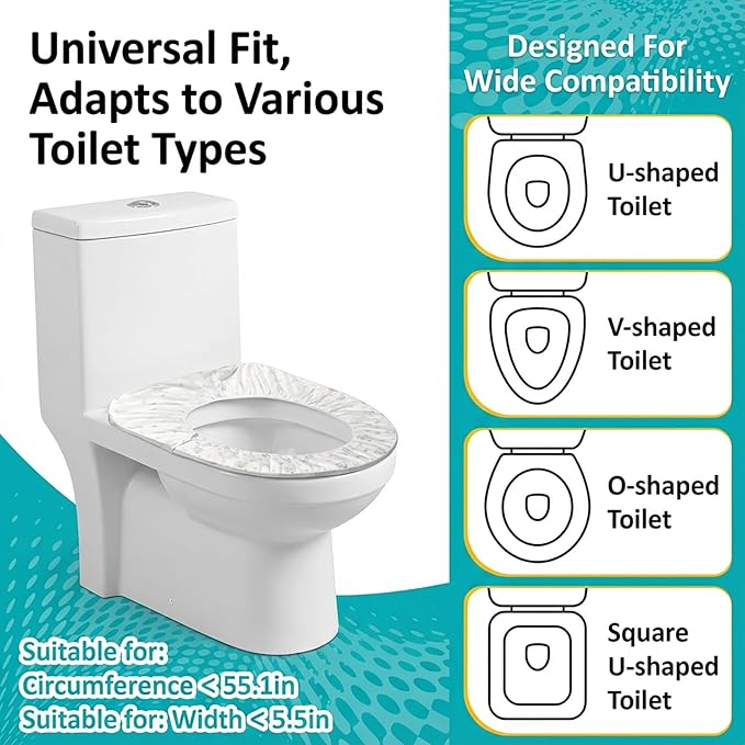 RAINFLOW Portable Toilet Mat - Disposable Toilet Seat Cover Waterproof Non-Woven Fabric Printed Individually Wrapped for travel,Hotel,Hospital and Public Toilet(15Pcs)