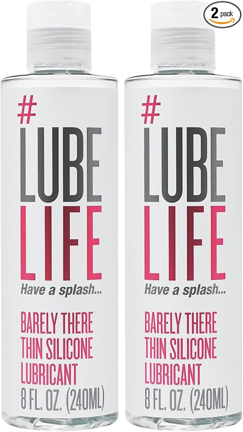 LubeLife Barely There Thin Silicone-Based Lubricant, Long Lasting, Water Resistant, Personal Lubricant for Men, Women and Couples, 8 Oz (Pack of 2)