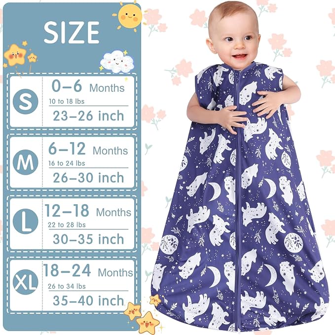 BSTOPPT 3 Pack Baby Sleep Sack 100% Rayon Cotton Baby Sleeping Bag 2-Way Zipper Toddler Wearable Blankets TOG 0.3. (Fox&Dinosaurs&Dark gray, 12-18 Months)